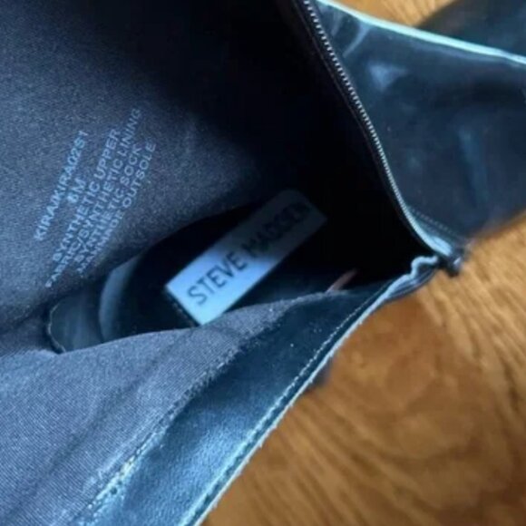 steve madden ticker heeled block boots zip black synthetic pointy toe ankle - Picture 4 of 5